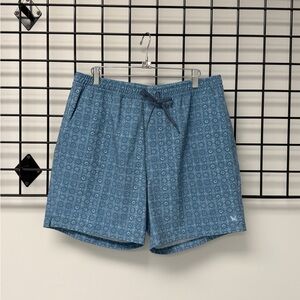 Eddie Bauer Men's Swim Trunks in Blue with Geometric Design